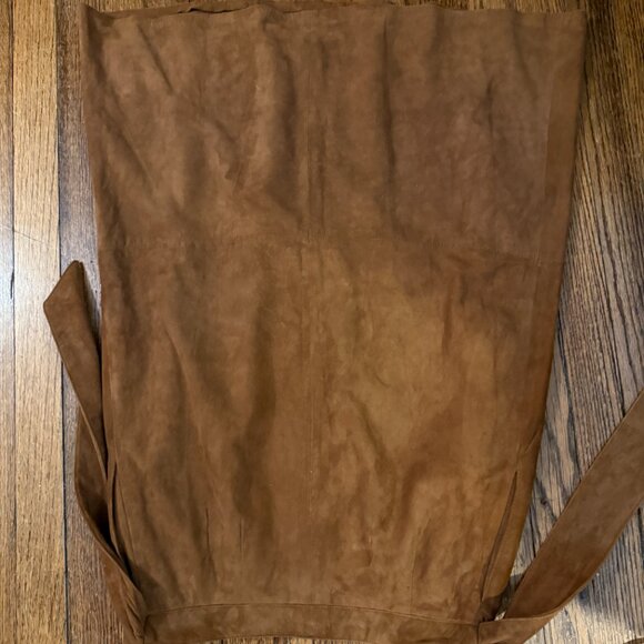 vintage bohemian suede tie front midi aline 80s brown skirt (very chloe!!!) - Picture 6 of 6